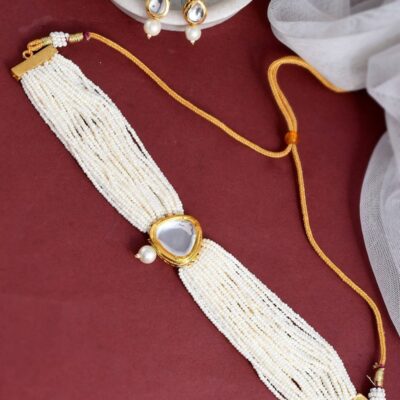 Gold Plated Kundan Choker Jewellery Set