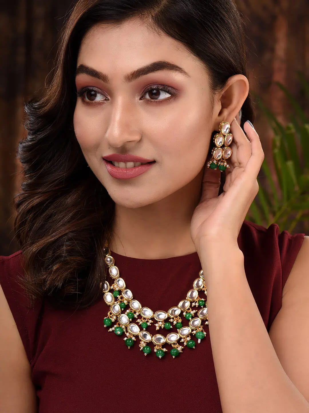 Kundan Layered Necklace Set - Image 3