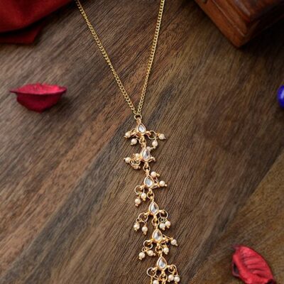 Gold Toned Handcrafted Kundan Beaded Necklace
