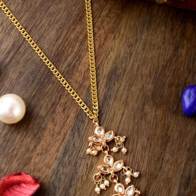 Gold-Platead Handcrafted Kundan Beaded Necklace