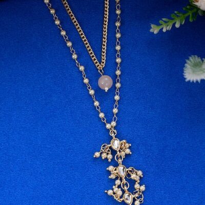 Gold Plated Baby Pink Pearl Chain