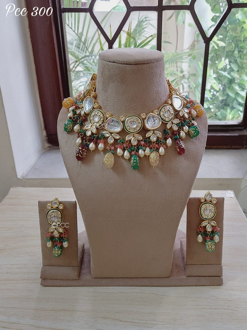 Sabyasachi Gold Plated Traditional Kundan Choker Necklace Set