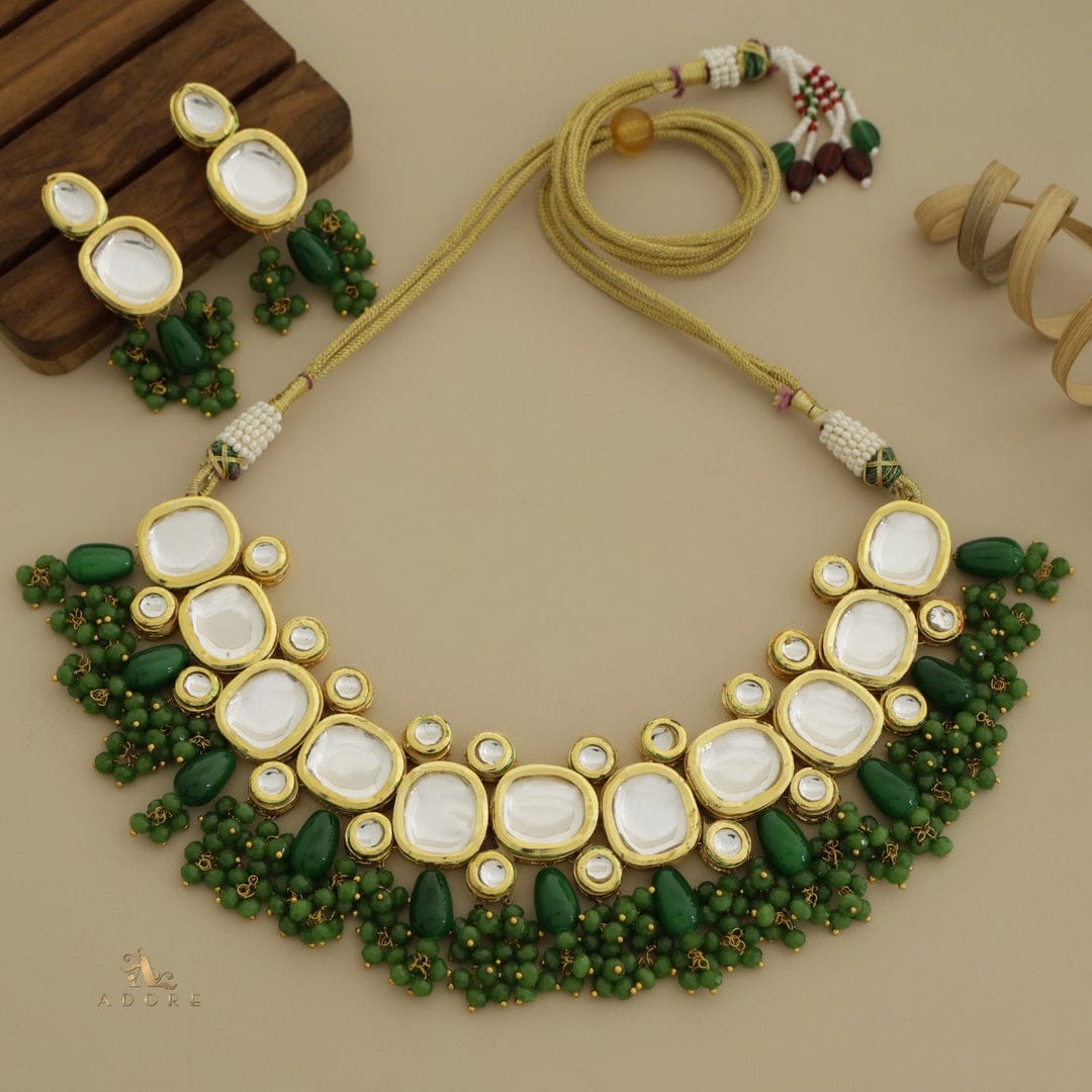 Heavy Meenakari Jadau Kundan Handmade Bridal Choker Necklace Set - Image 2