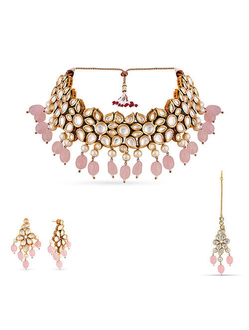 Gold Plated Kundan Choker Necklace Set