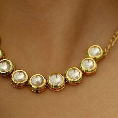 Gold Plated Kundan Pendant Chain