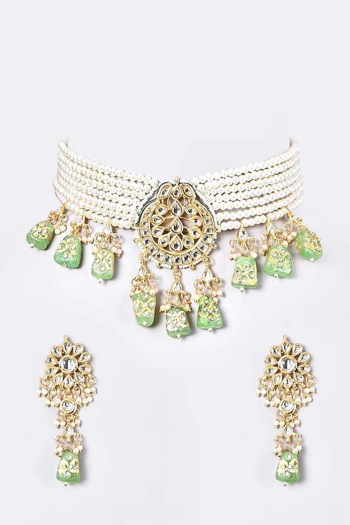 Gold Plated Beaded Layered Necklace Set - Image 2