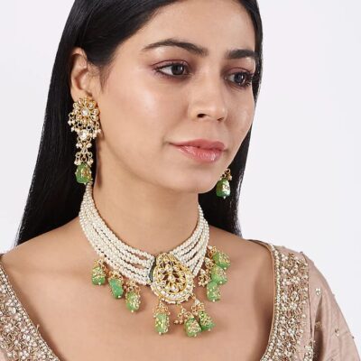 Gold Plated Beaded Layered Necklace Set