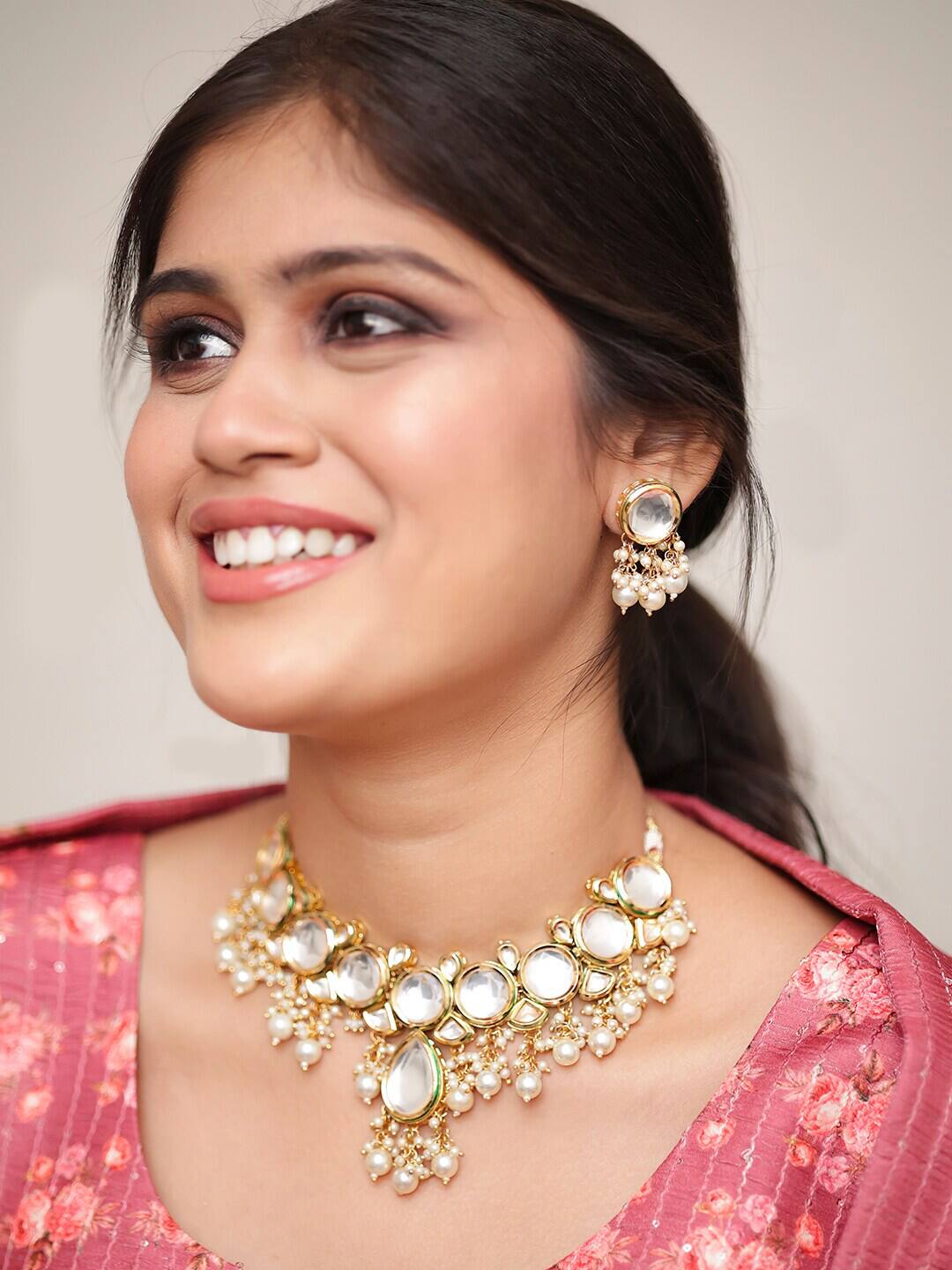 Sabyasachi Inspired Designer Kundan Necklace With Earrings - Image 2