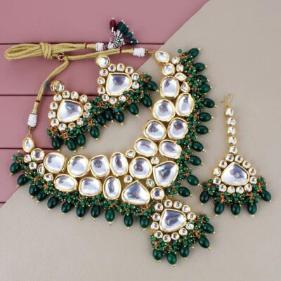 Heavy Polki Kundan Gold Plated Necklace Set