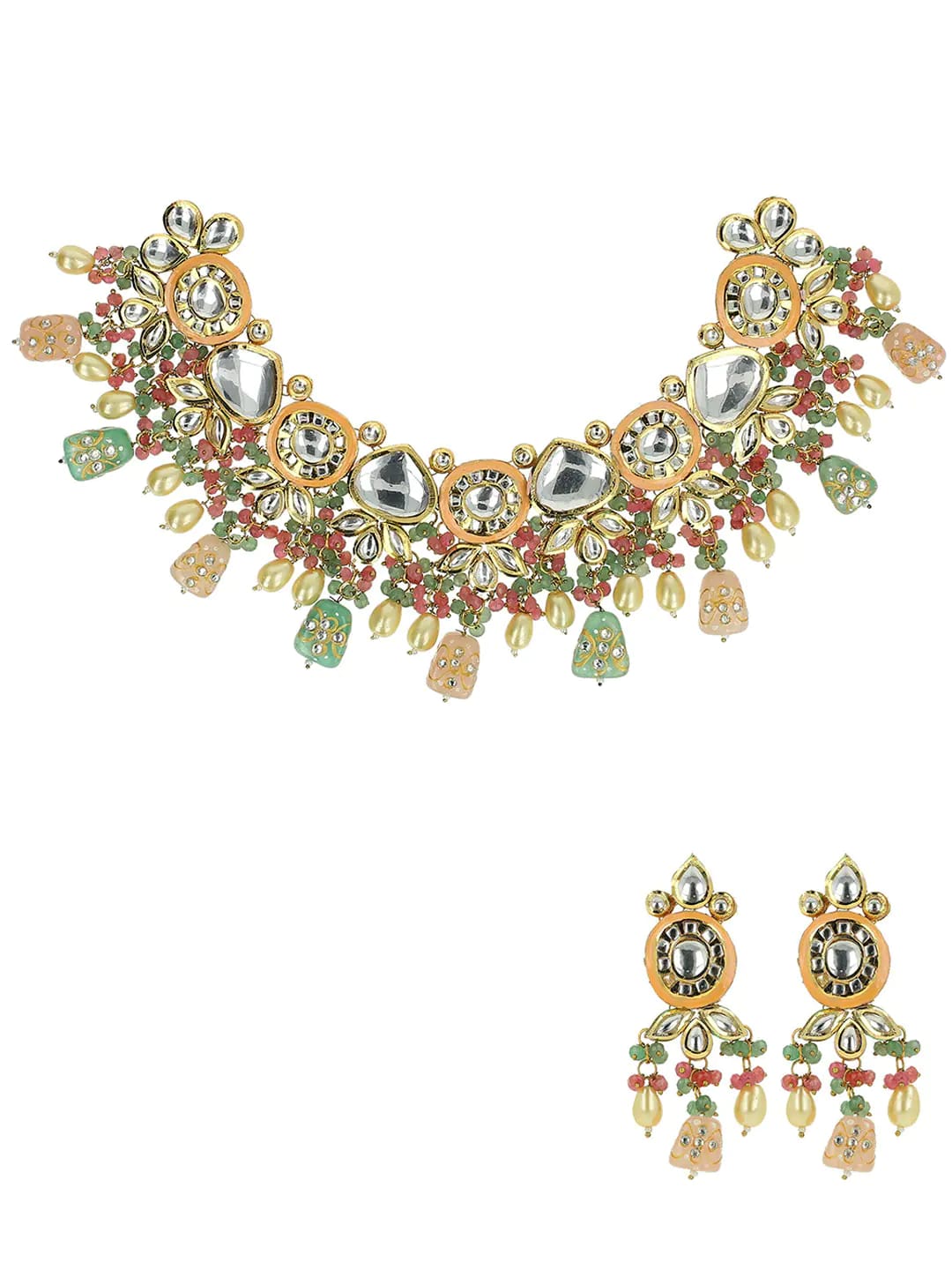 Multicoloured Choker Necklace With Earrings