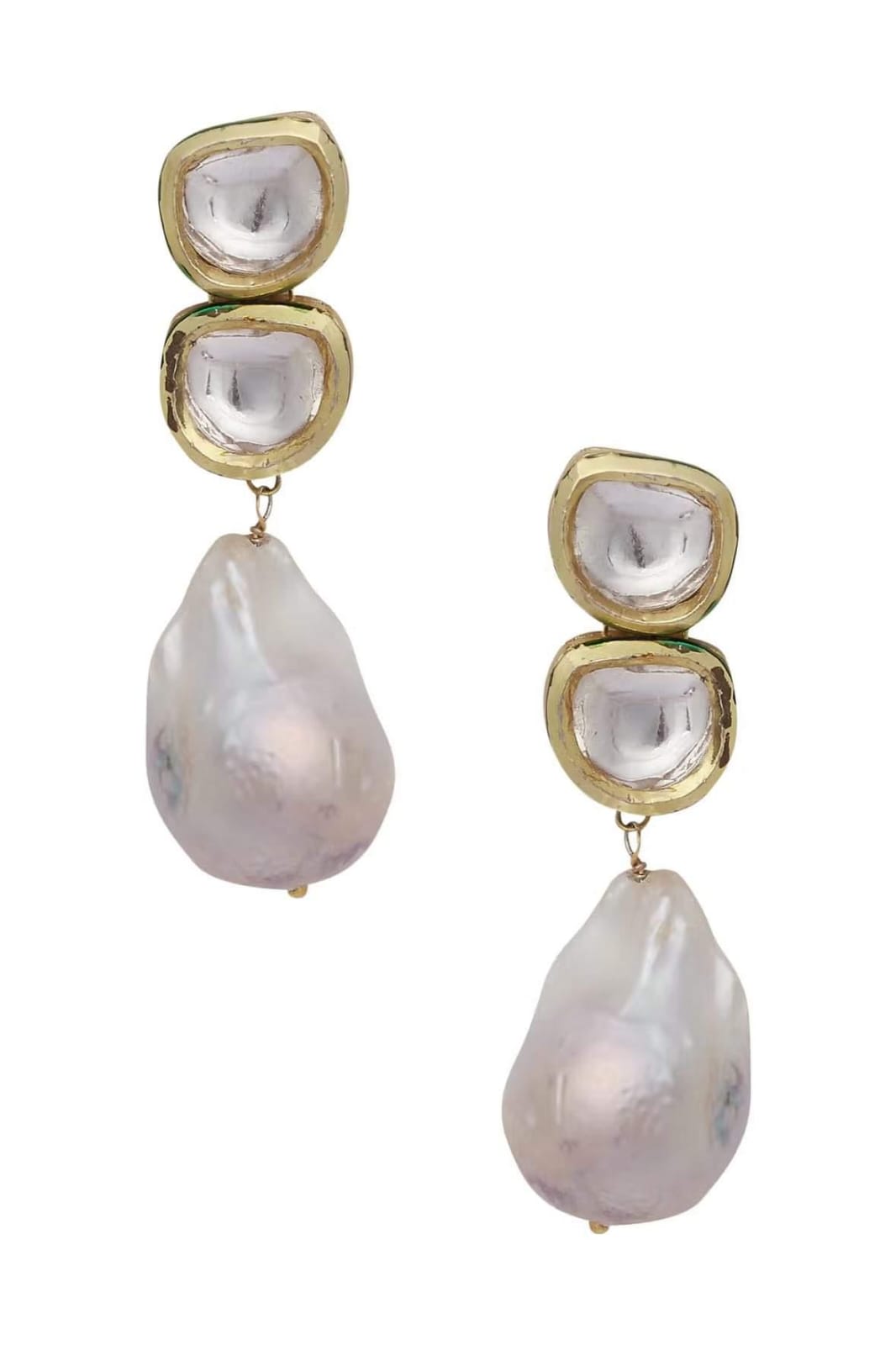 Gold-Plated White Kundan Studded & Beaded Jewellery Set - Image 5