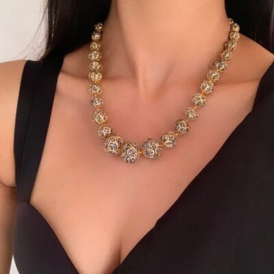 Crystal-Studded Short Necklace