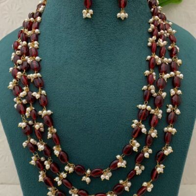 Long Pearl Necklace Set