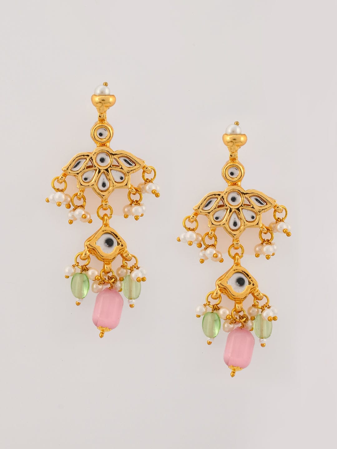 Gold Plated With Pink Beads Necklace Set - Image 6