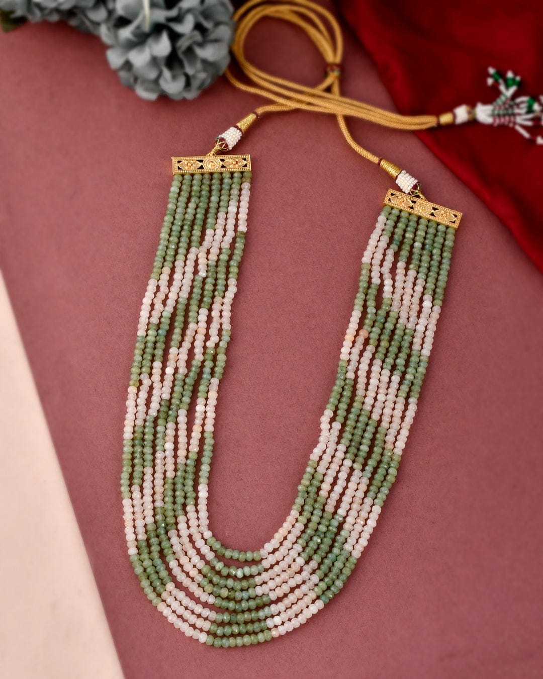 Gold Plated Onyx Beaded Layered Necklace - Image 2