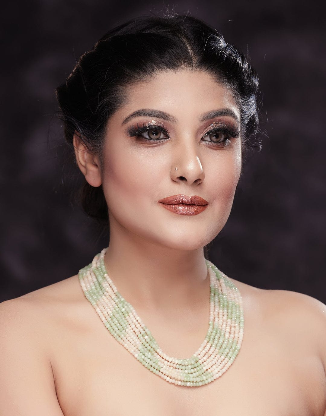 Gold Plated Onyx Beaded Layered Necklace