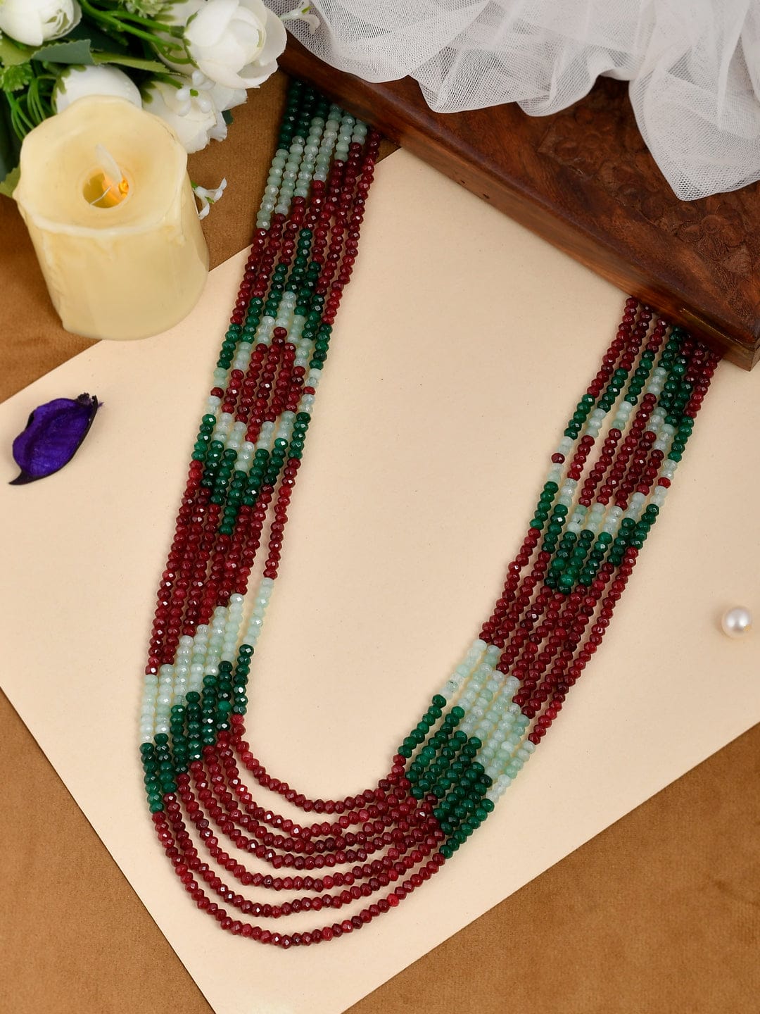 Gold Plated Onyx Beaded Layered Necklace - Image 3