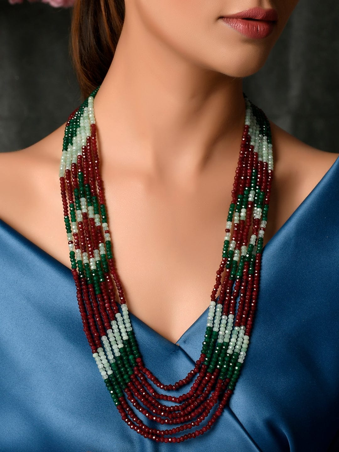 Gold Plated Onyx Beaded Layered Necklace - Image 2