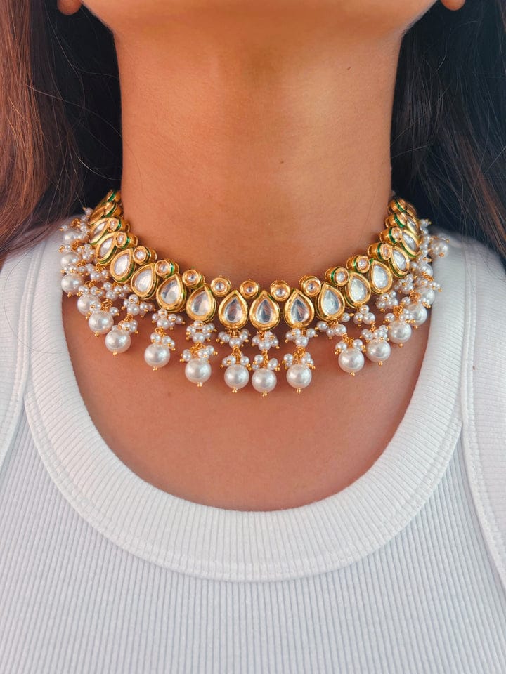 Kundan Polki Gold Necklace Set - Image 2