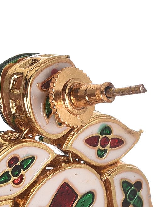 Heavy Meenakari Jadau Kundan Handmade Choker Necklace With Earrings - Image 5