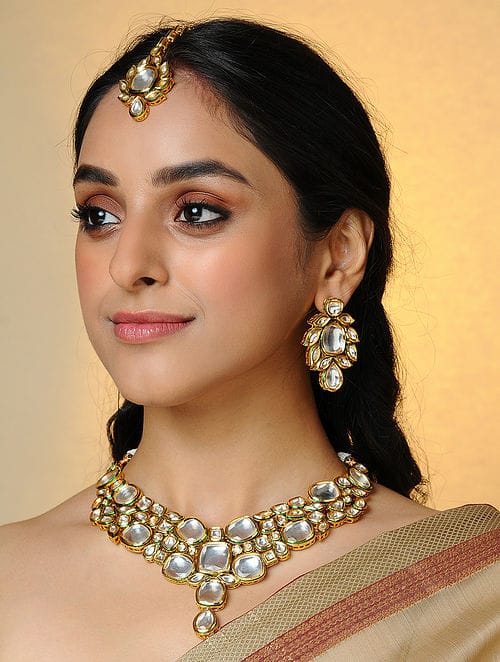 Heavy Meenakari Jadau Kundan Handmade Choker Necklace With Earrings