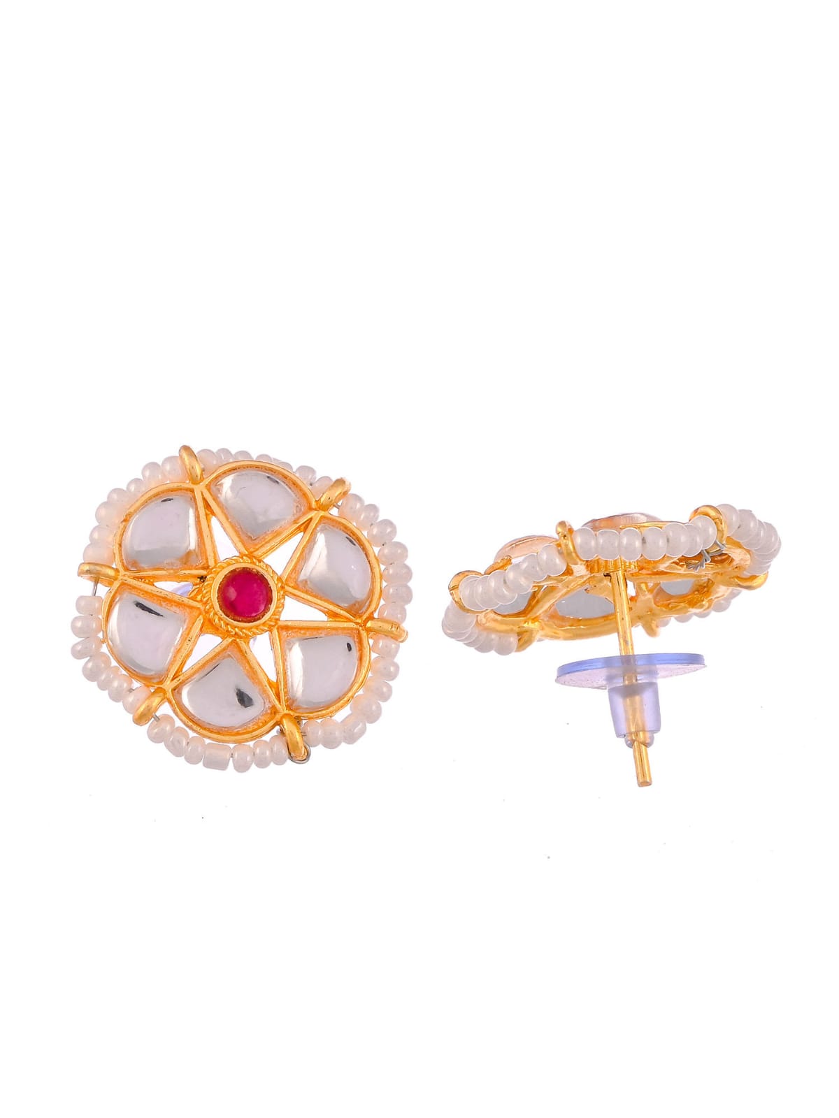 Gold Plated Stone Studded Beaded Choker Necklace - Image 5