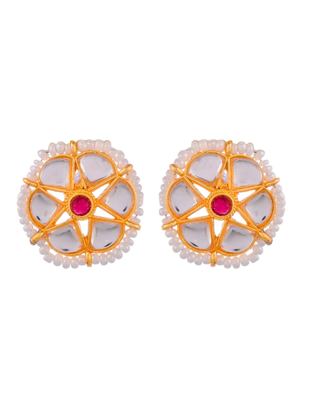 Gold Plated Stone Studded Beaded Choker Necklace - Image 4