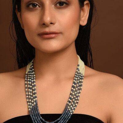 Blue onyx Necklace Mala