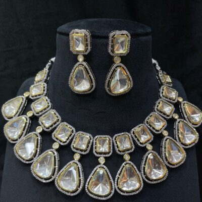 Elegant Polki Necklace With Earrings