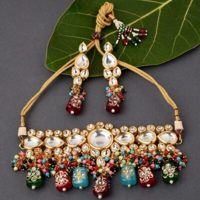 Meenakari Pearl Kundan Choker Necklace