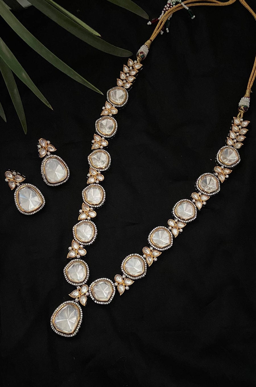 Victorian Uncut Polki Faux Diamond Necklace set - Image 6