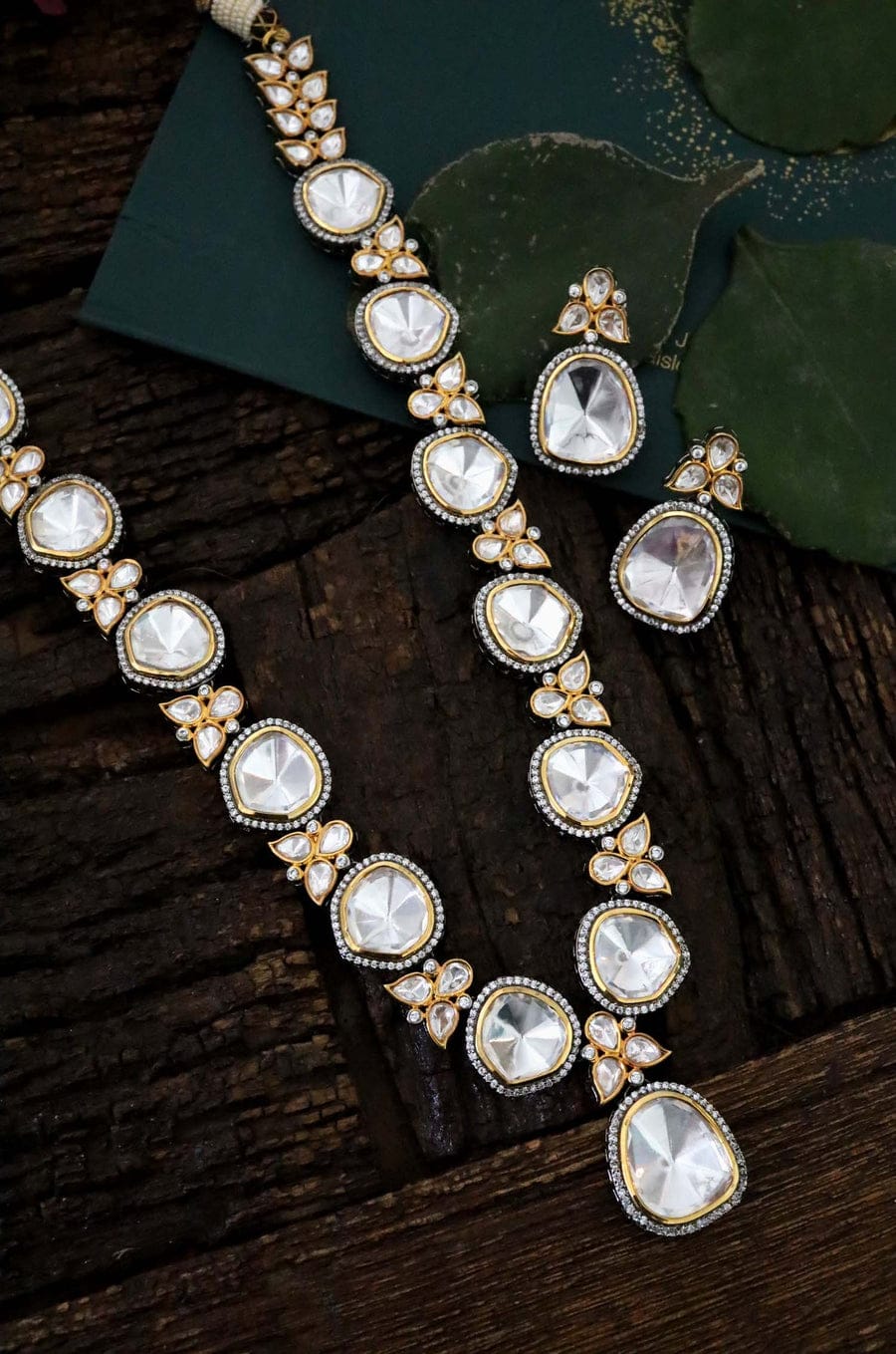 Victorian Uncut Polki Faux Diamond Necklace set