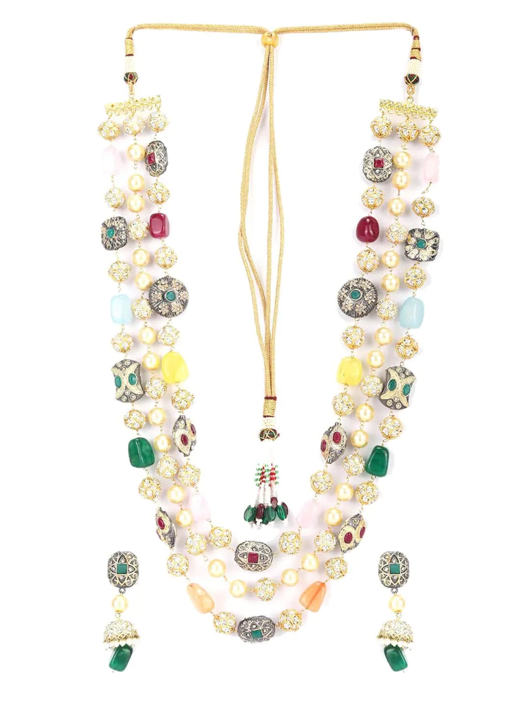 Fancy Shell Pearls Necklace With Earrings - Image 3