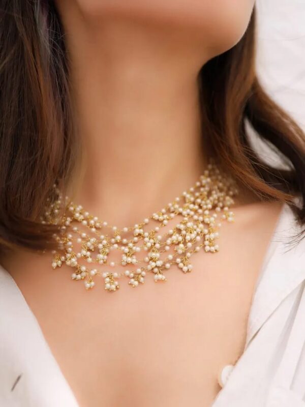 White Multilayer choker Necklace - Image 3