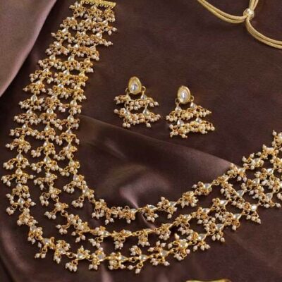 Gold Plated Beads Kundan Layered Haar