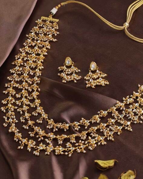 Gold Plated Beads Kundan Layered Haar