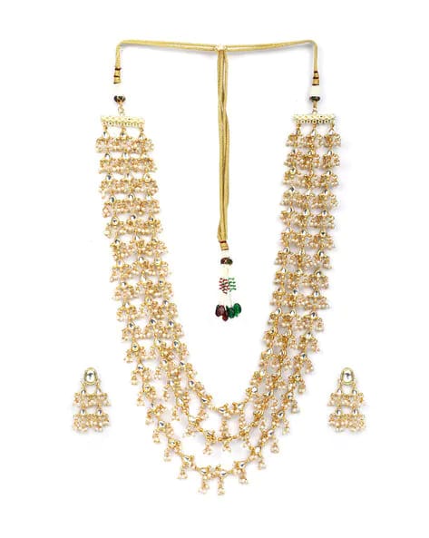 Gold Plated Beads Kundan Layered Haar - Image 3