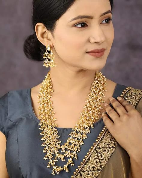 Gold Plated Beads Kundan Layered Haar - Image 2