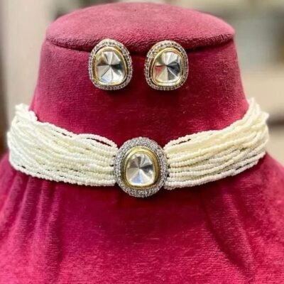 Victorian Uncut Polki Faux Diamond Necklace set