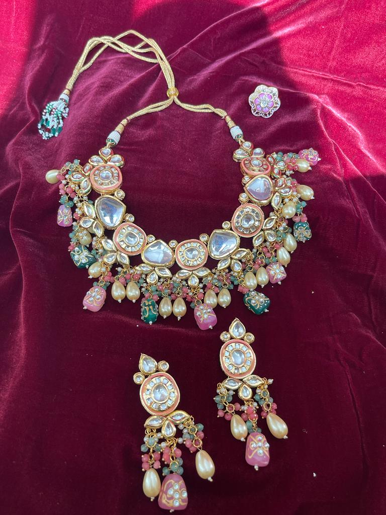 Heavy Meenakari Jadau Kundan Handmade Choker Necklace