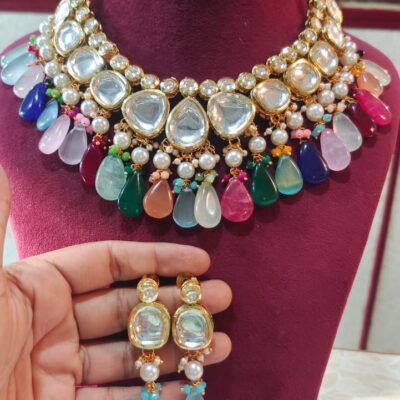 Heavy Meenakari Jadau Kundan Handmade Bridal Choker Necklace