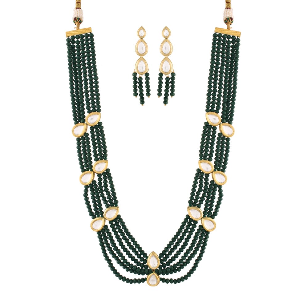Uncut Polki Onyx Mala Set-Green - Image 6