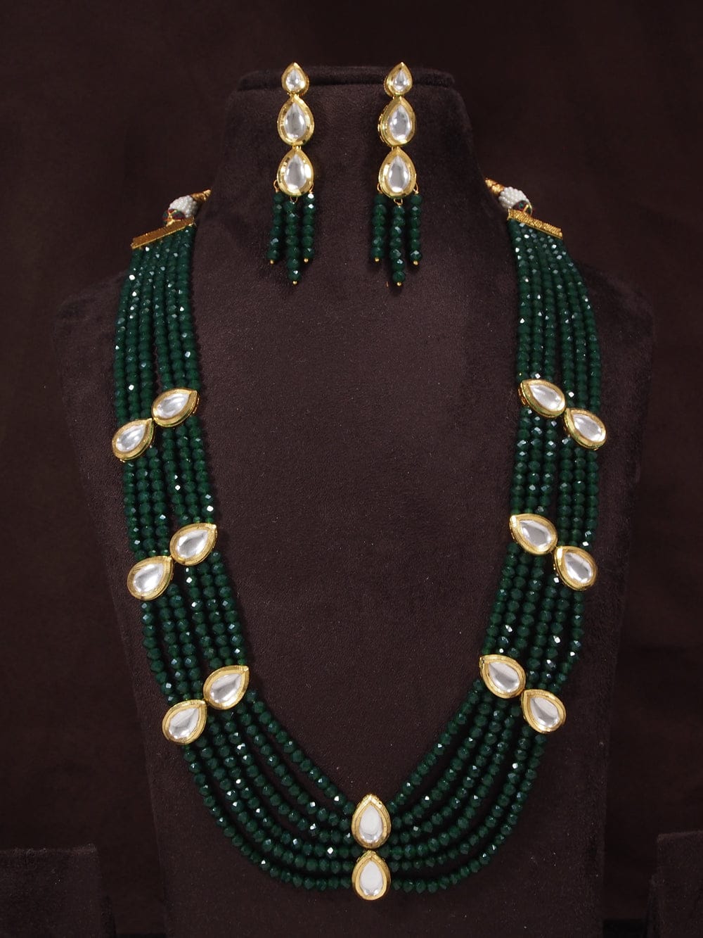 Uncut Polki Onyx Mala Set-Green - Image 5