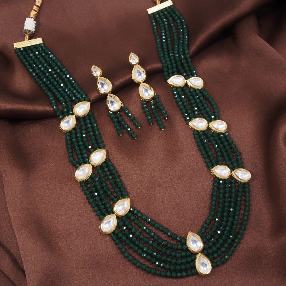 Uncut Polki Onyx Mala Set-Green - Image 4