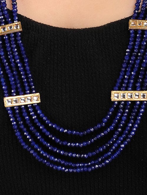 Blue Long Ranihaar Jewellery Set - Image 2