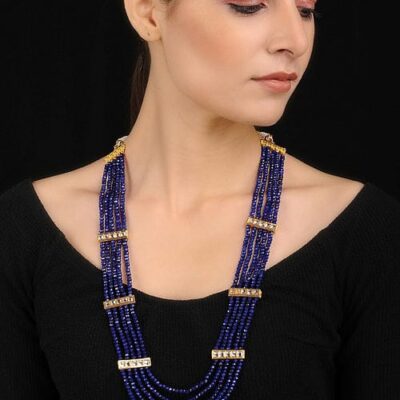Blue Long Ranihaar Jewellery Set