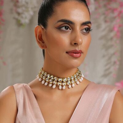 Gold Plated Kundan Necklace Set