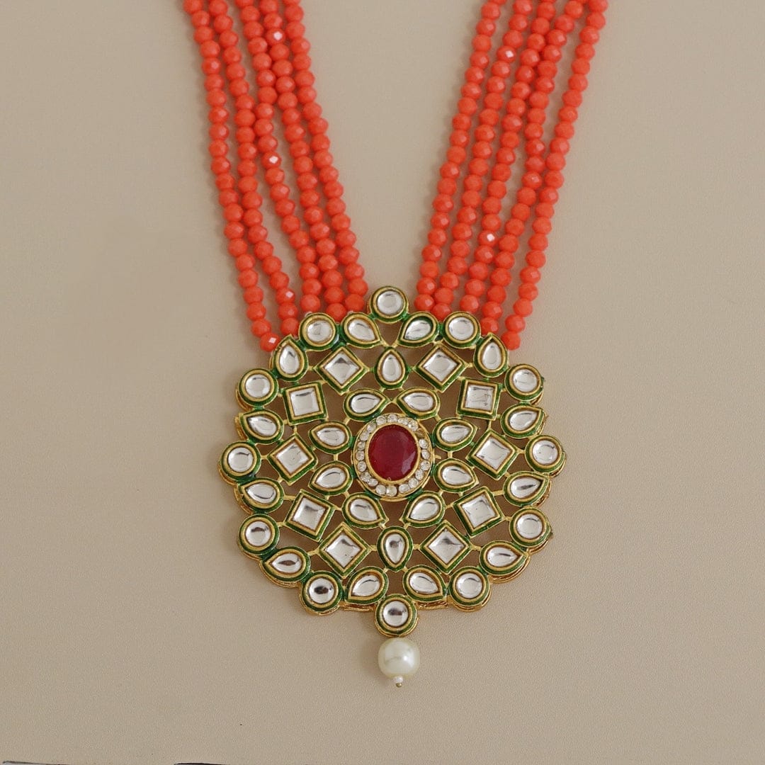 Kundan Neckpiece In Red - Image 3
