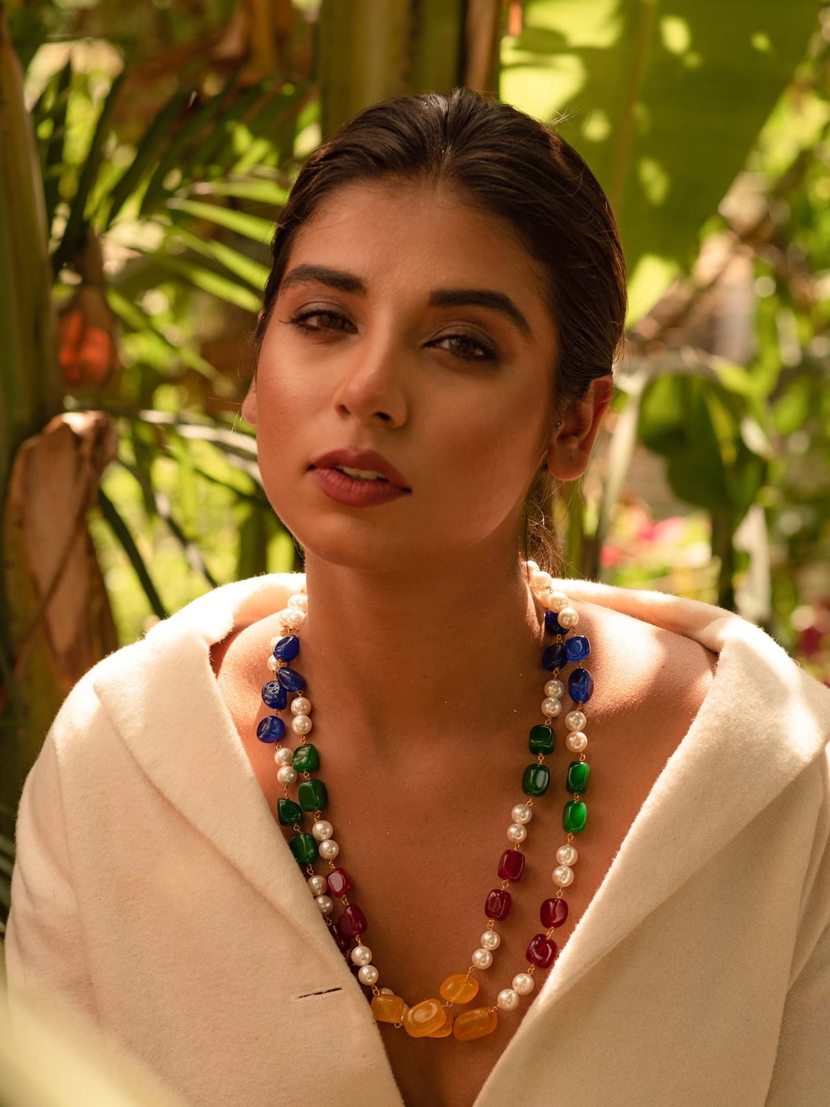 Long Multi Stone Neckpiece