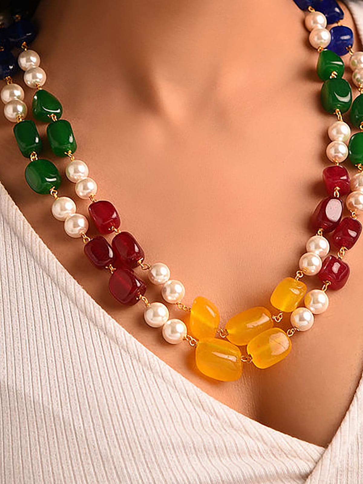 Long Multi Stone Neckpiece - Image 4